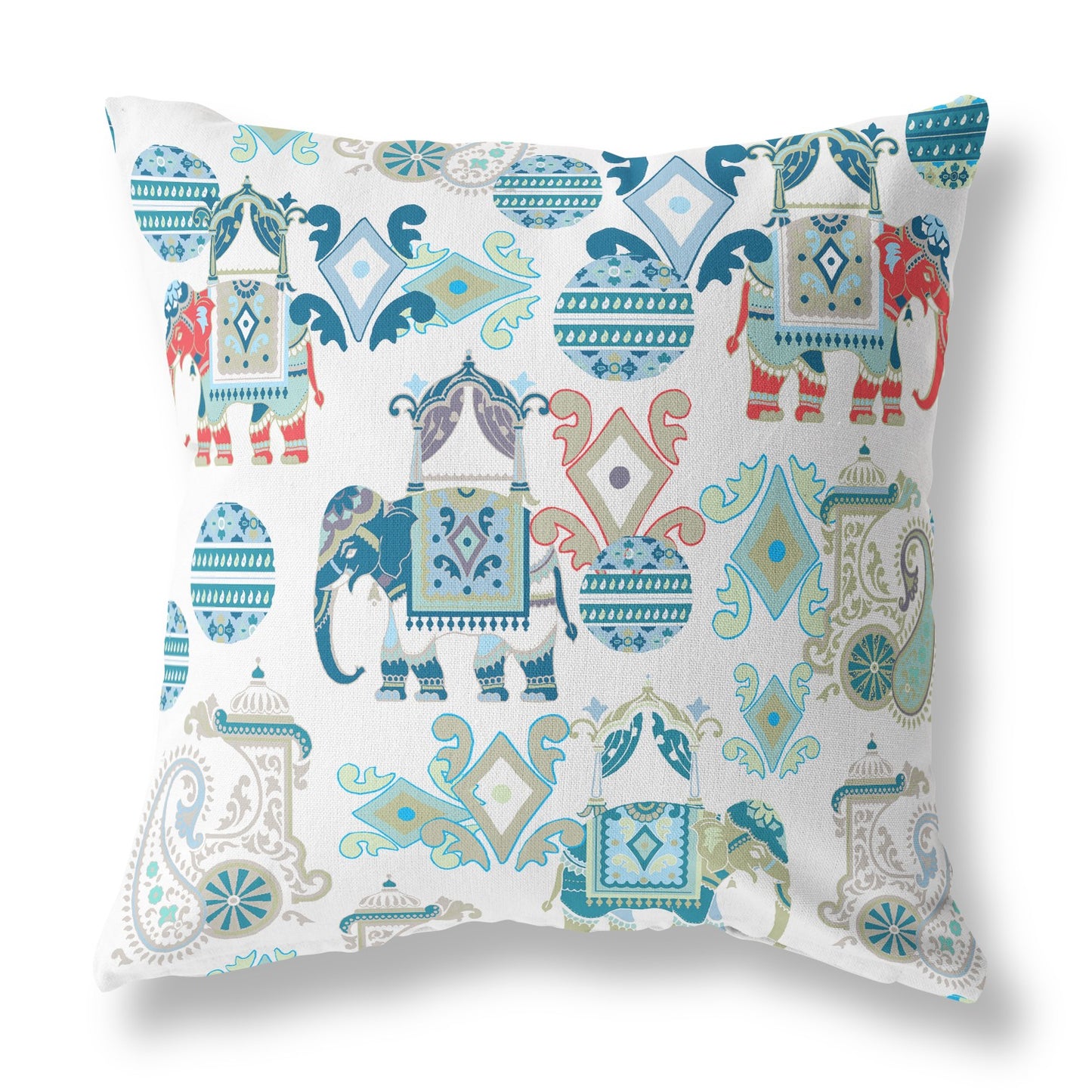 Blue & White Paisley Suede Pillow