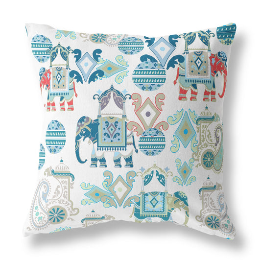 Blue & White Paisley Suede Pillow