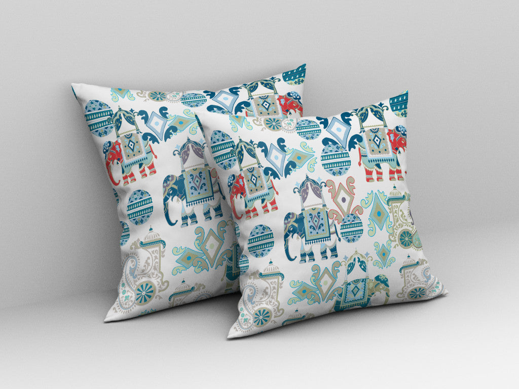 Blue & White Paisley Suede Pillow