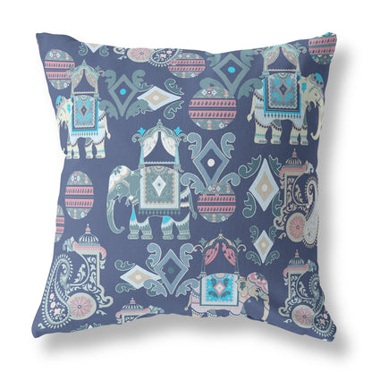 Blue & Gray Paisley Suede Pillow