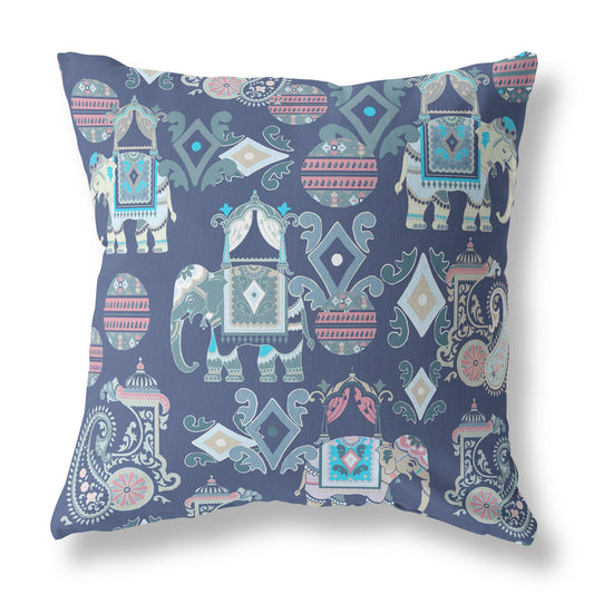 Blue & Gray Paisley Suede Pillow