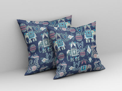 Blue & Gray Paisley Suede Pillow