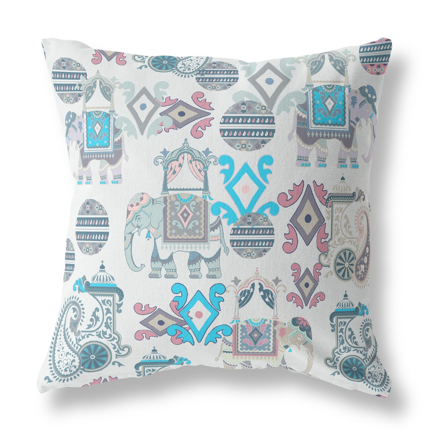 Beige & Blue Paisley Suede Pillow