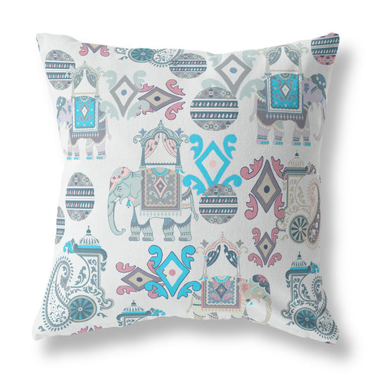 Beige & Blue Paisley Suede Pillow