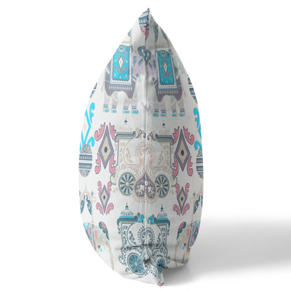 Beige & Blue Paisley Suede Pillow