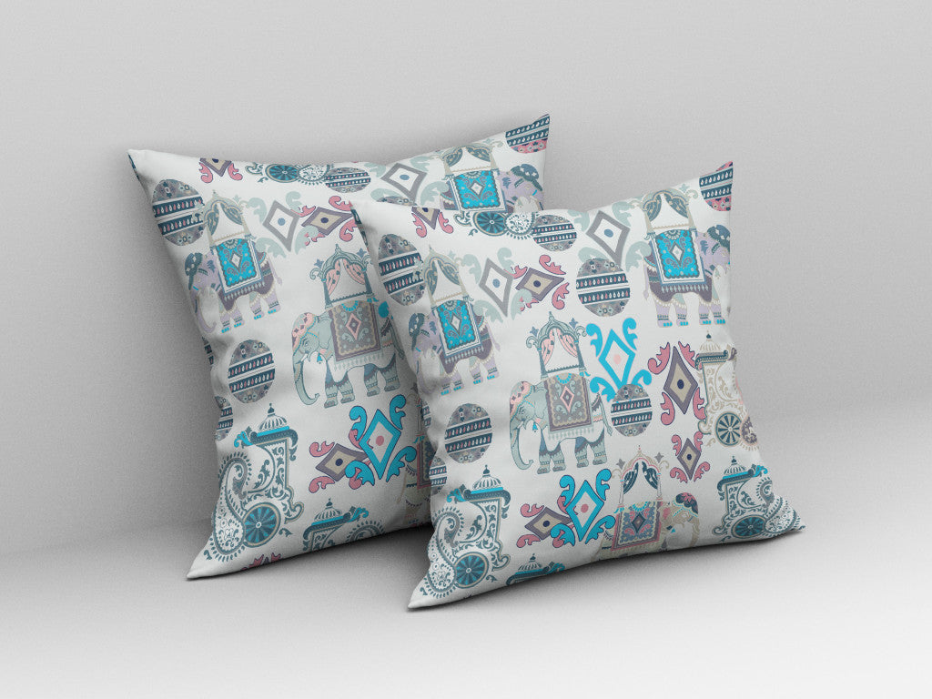 Beige & Blue Paisley Suede Pillow