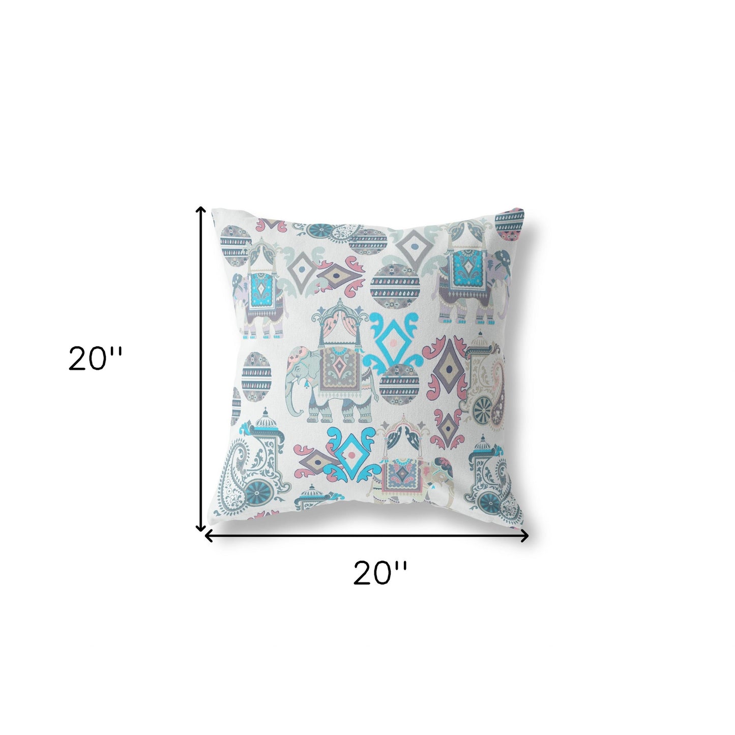Beige & Blue Paisley Suede Pillow