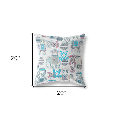 Beige & Blue Paisley Suede Pillow