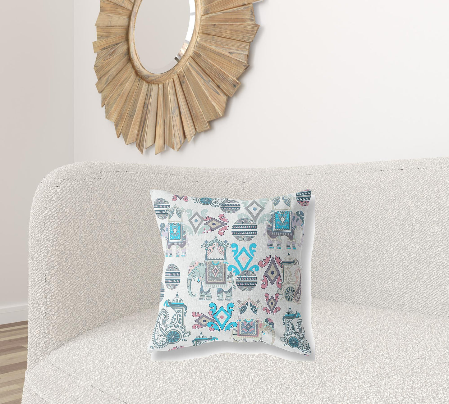 Beige & Blue Paisley Suede Pillow