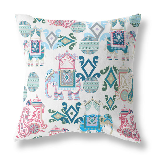 Pink & White Paisley Suede Pillow