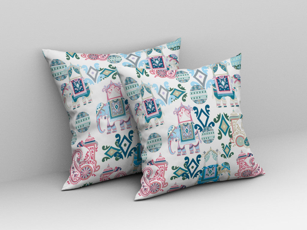Pink & White Paisley Suede Pillow