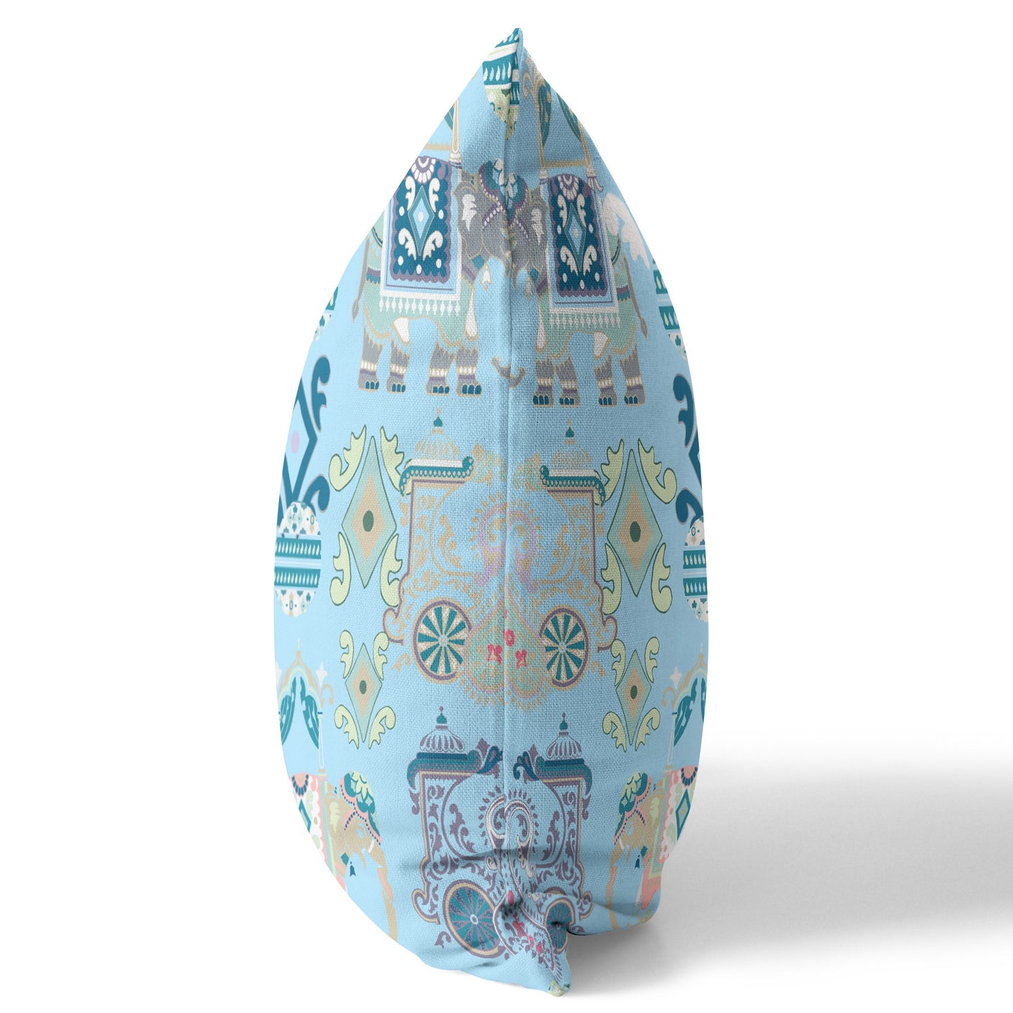 Sky Blue & White Paisley Suede Pillow