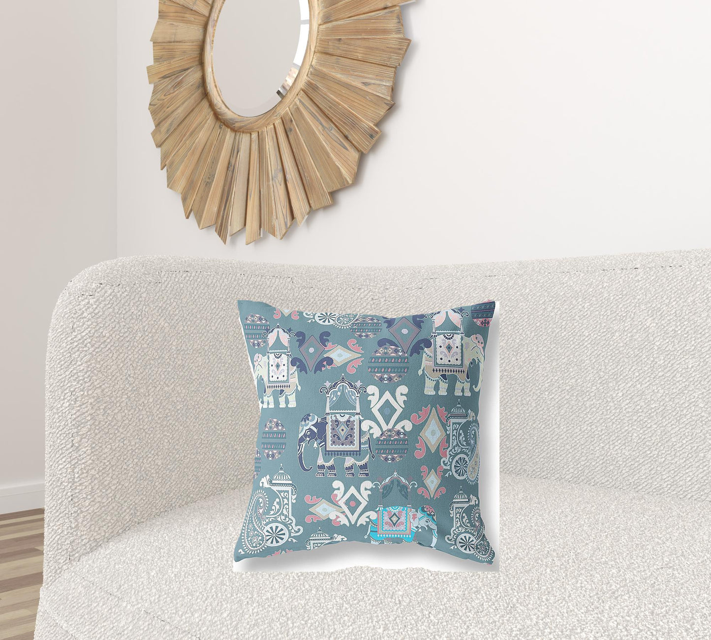 Gray & White Paisley Suede Pillow