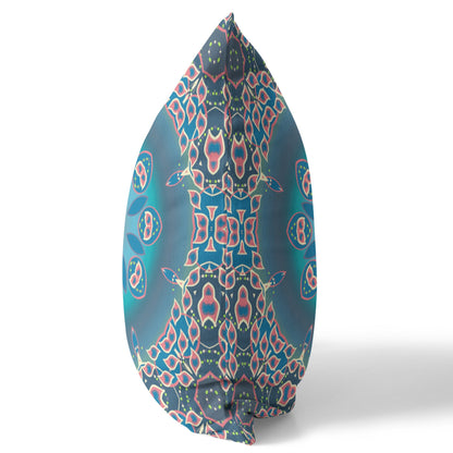 Blue & Pink Geometric Suede Pillow