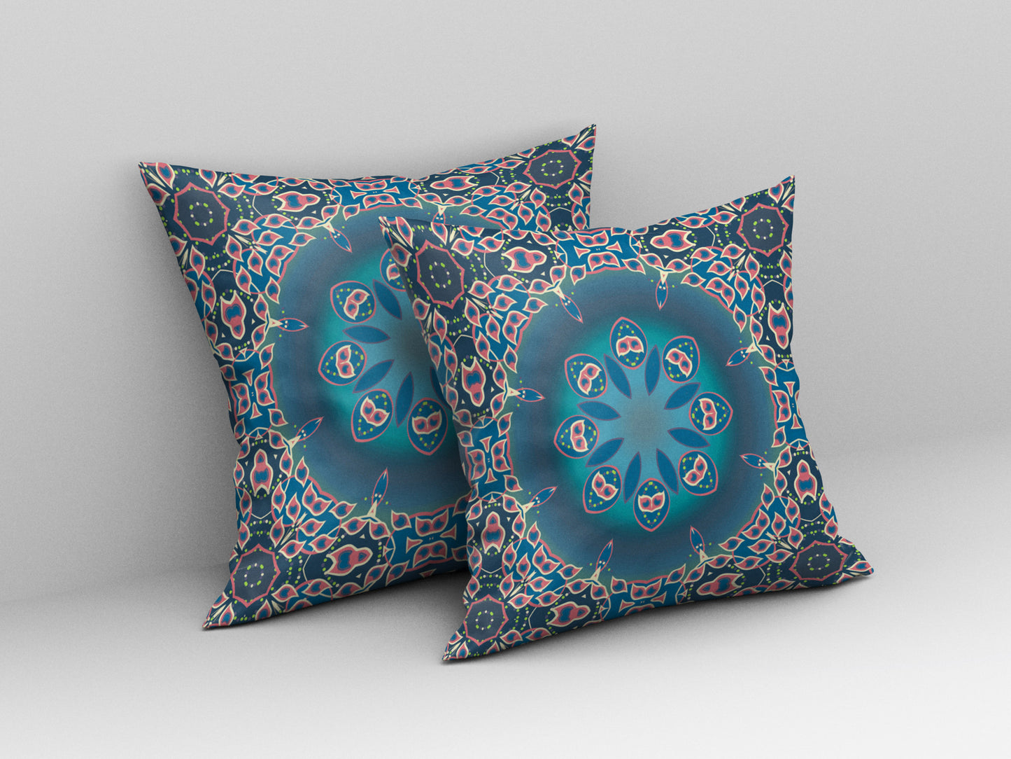 Blue & Pink Geometric Suede Pillow