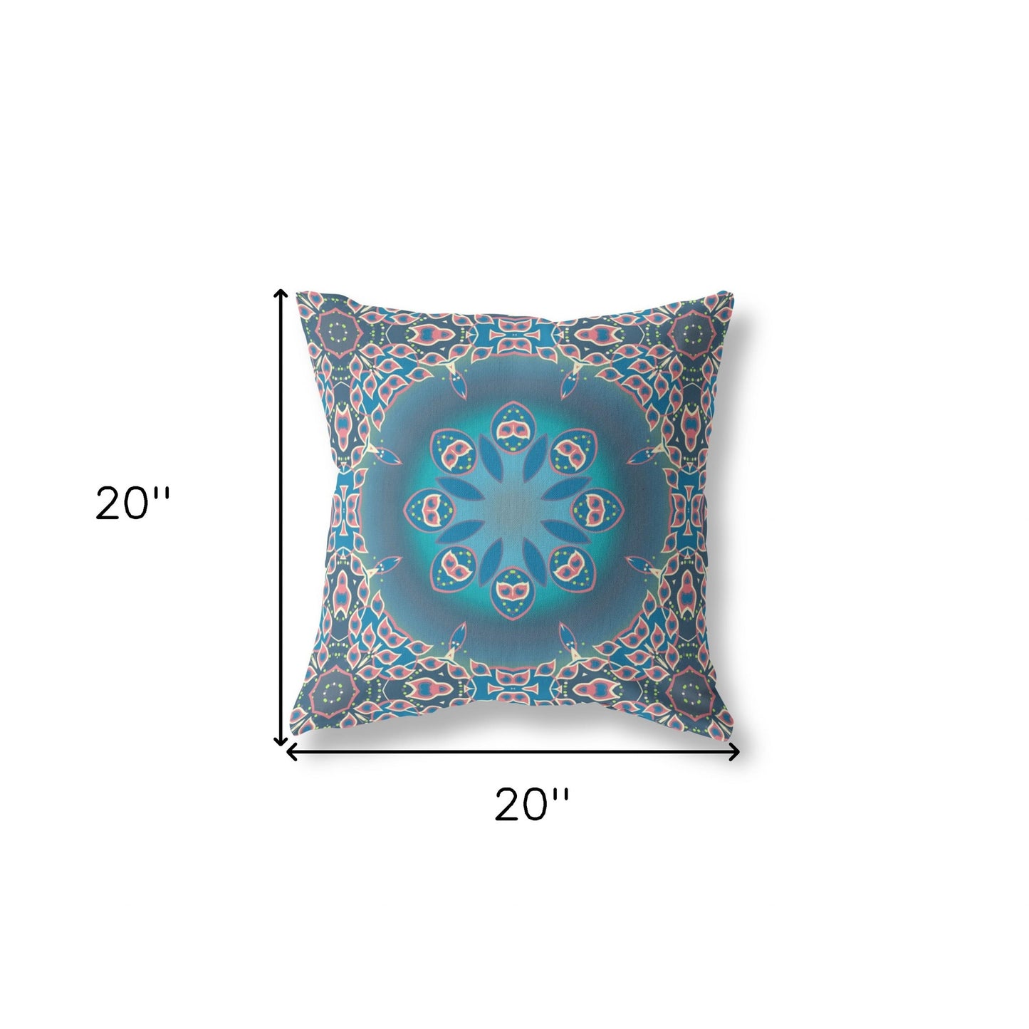 Blue & Pink Geometric Suede Pillow