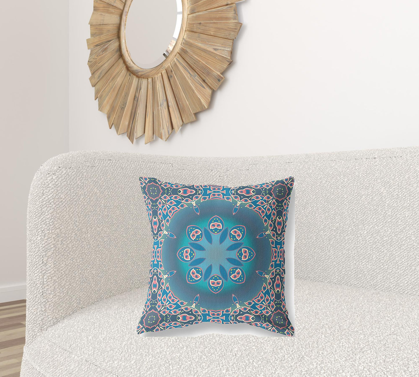 Blue & Pink Geometric Suede Pillow