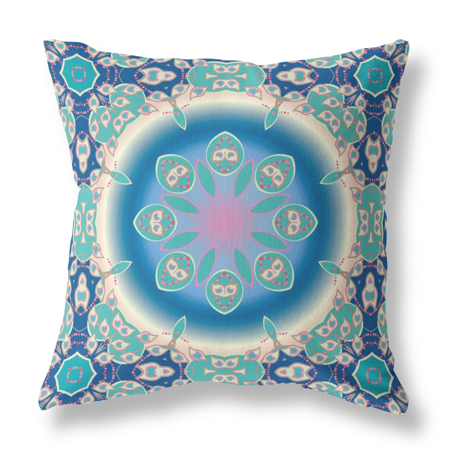 Blue & Turquoise Geometric Suede Pillow