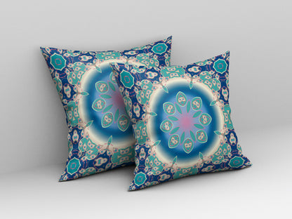 Blue & Turquoise Geometric Suede Pillow