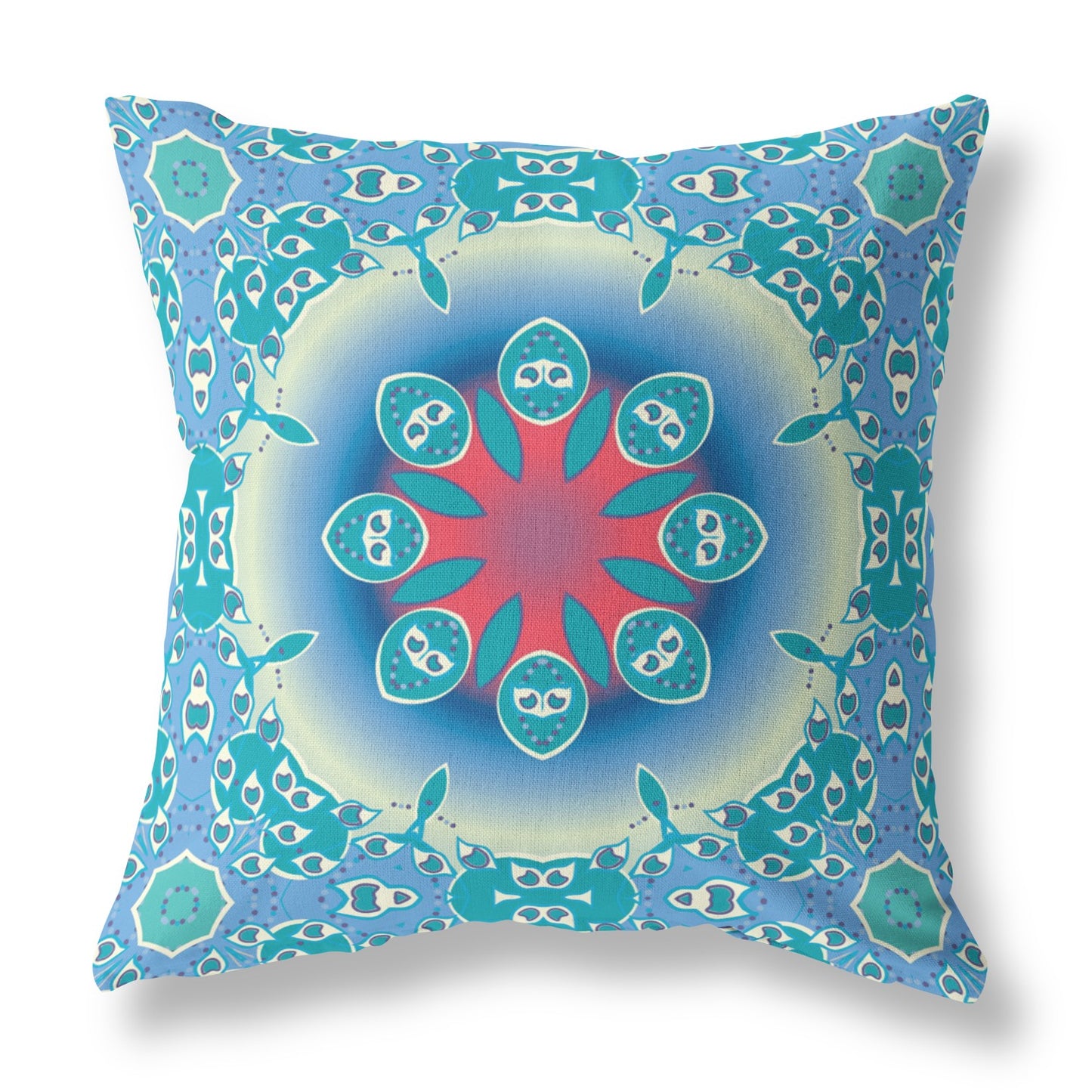 Blue & Red Geometric Suede Pillow