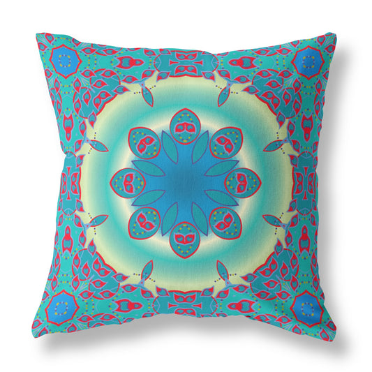 Green & Red Geometric Suede Pillow