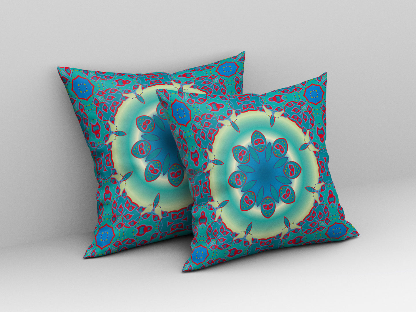 Green & Red Geometric Suede Pillow