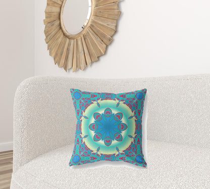 Green & Red Geometric Suede Pillow