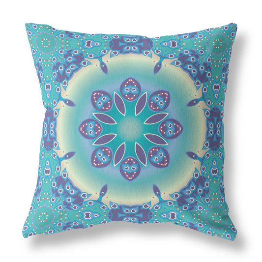 Blue & Purple Geometric Suede Pillow