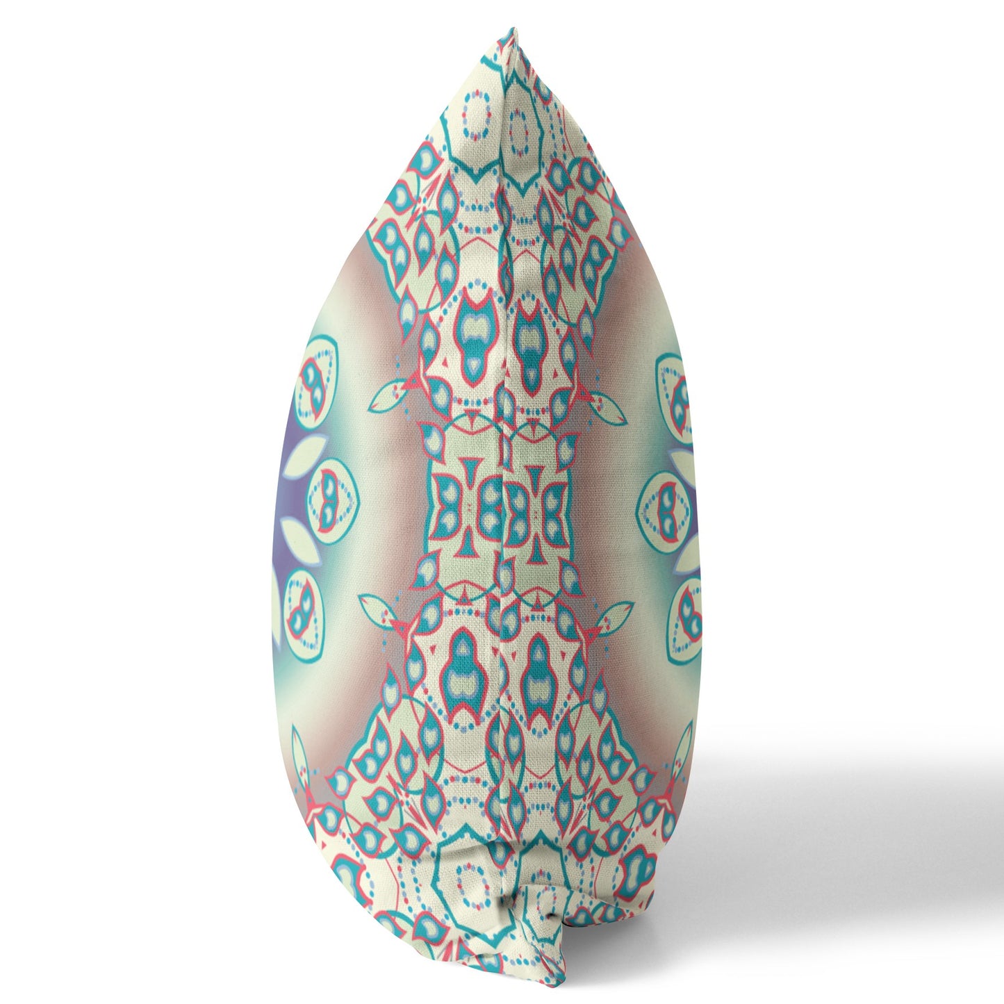 Beige & Blue Geometric Suede Pillow