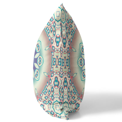 Beige & Blue Geometric Suede Pillow
