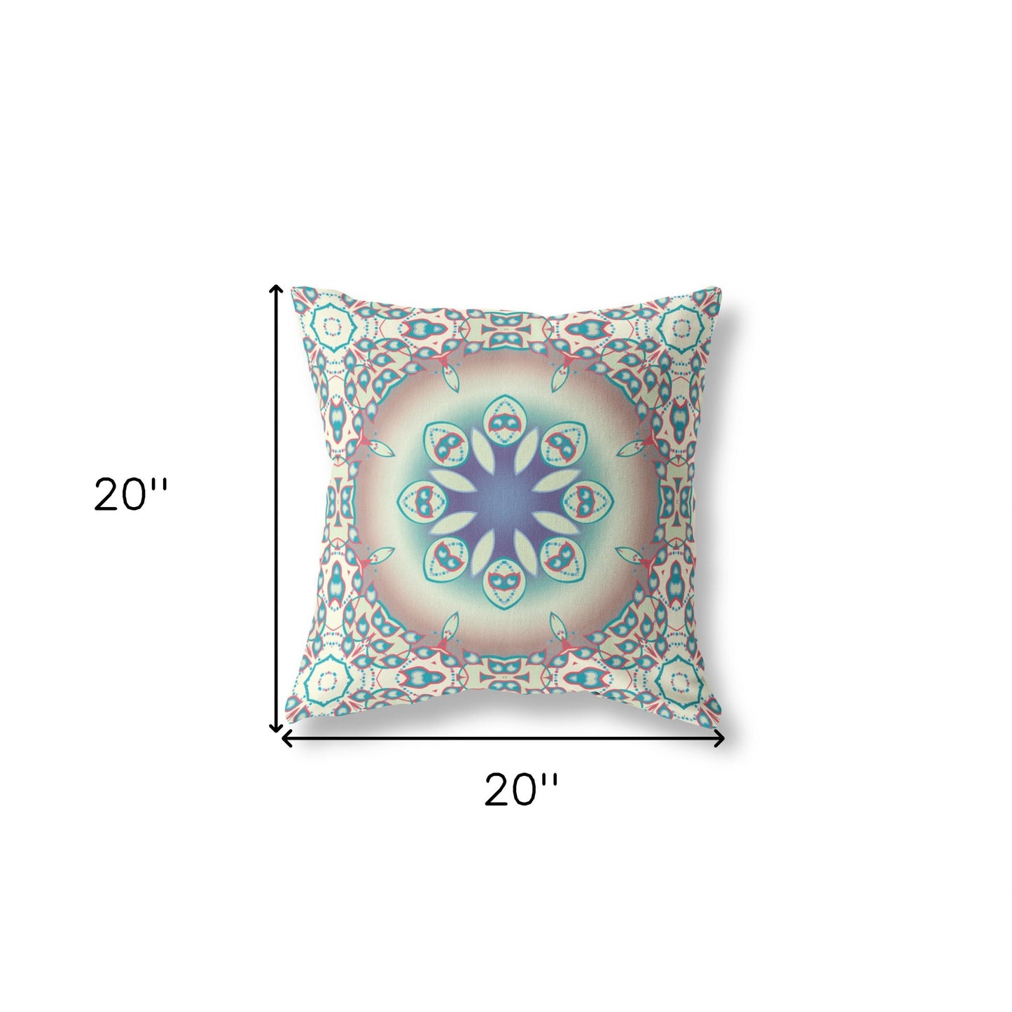 Beige & Blue Geometric Suede Pillow
