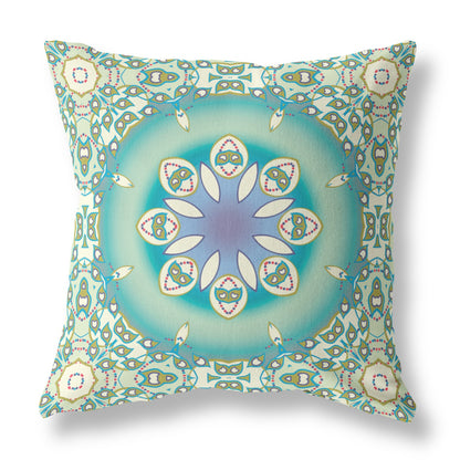 Beige & Green Geometric Suede Pillow