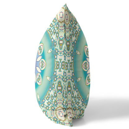 Beige & Green Geometric Suede Pillow