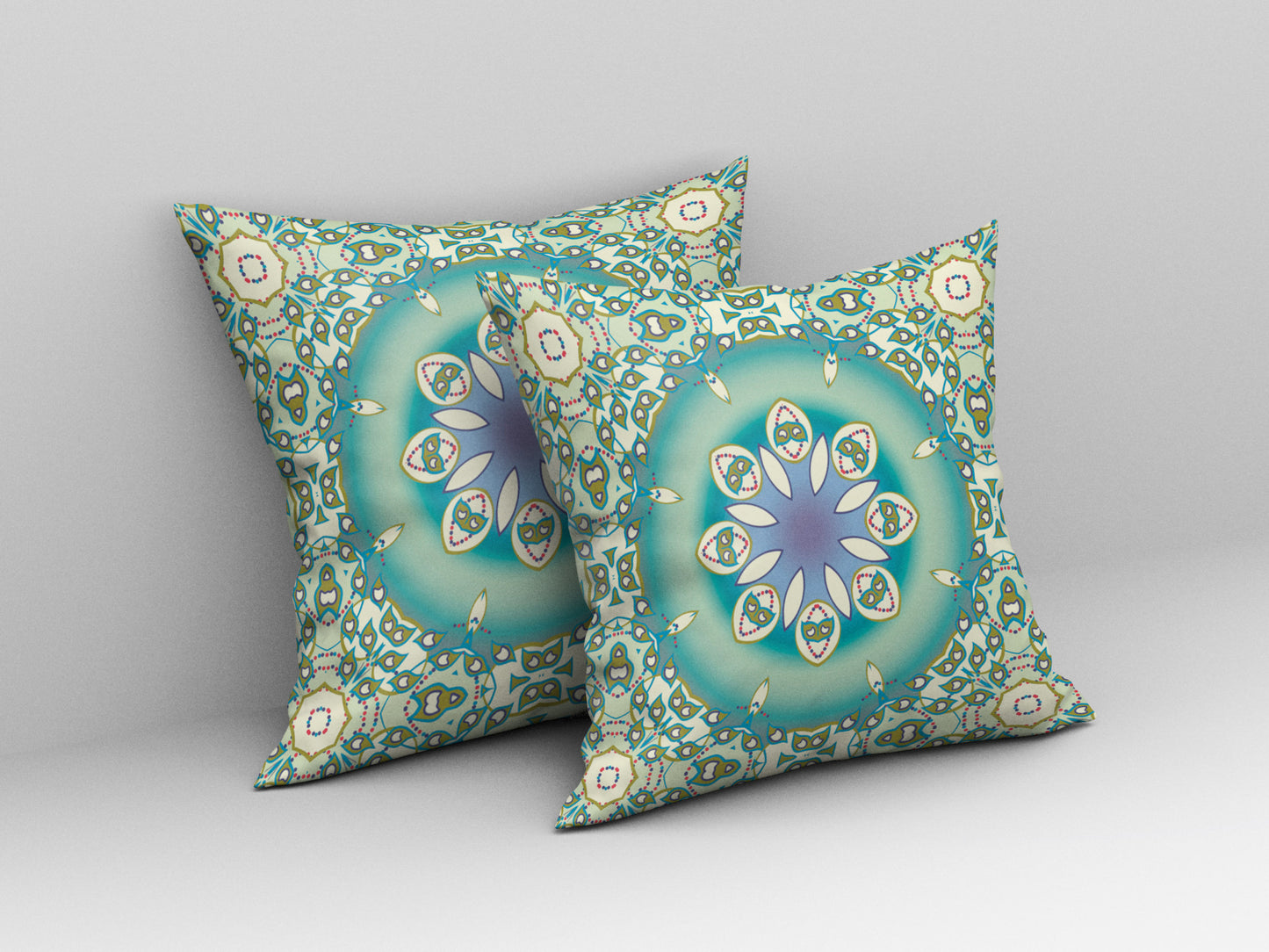 Beige & Green Geometric Suede Pillow