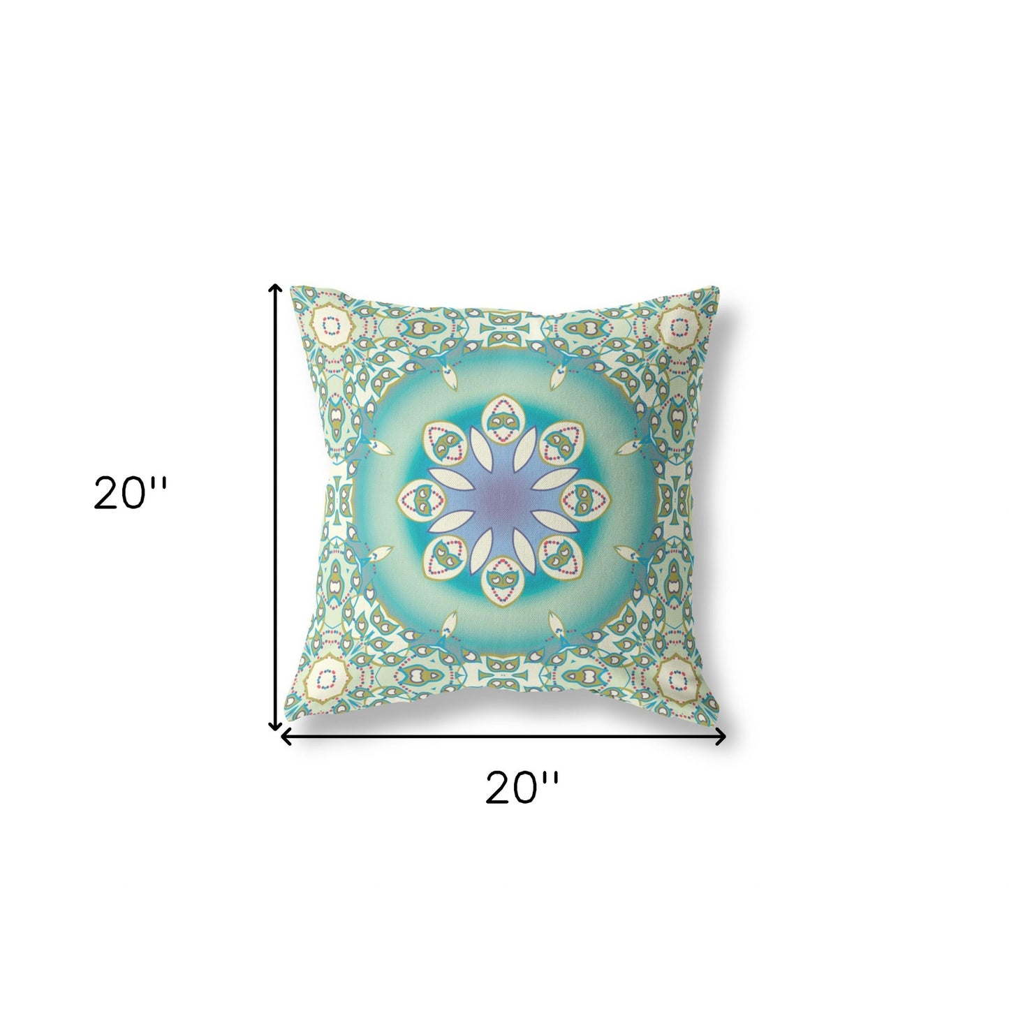 Beige & Green Geometric Suede Pillow