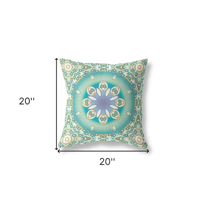 Beige & Green Geometric Suede Pillow
