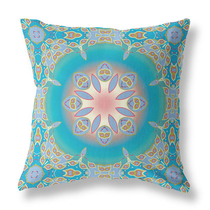 Blue & Green Geometric Suede Pillow