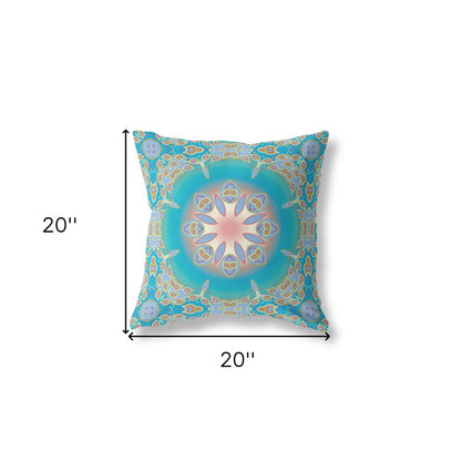 Blue & Green Geometric Suede Pillow