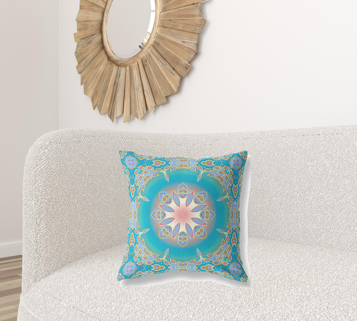 Blue & Green Geometric Suede Pillow
