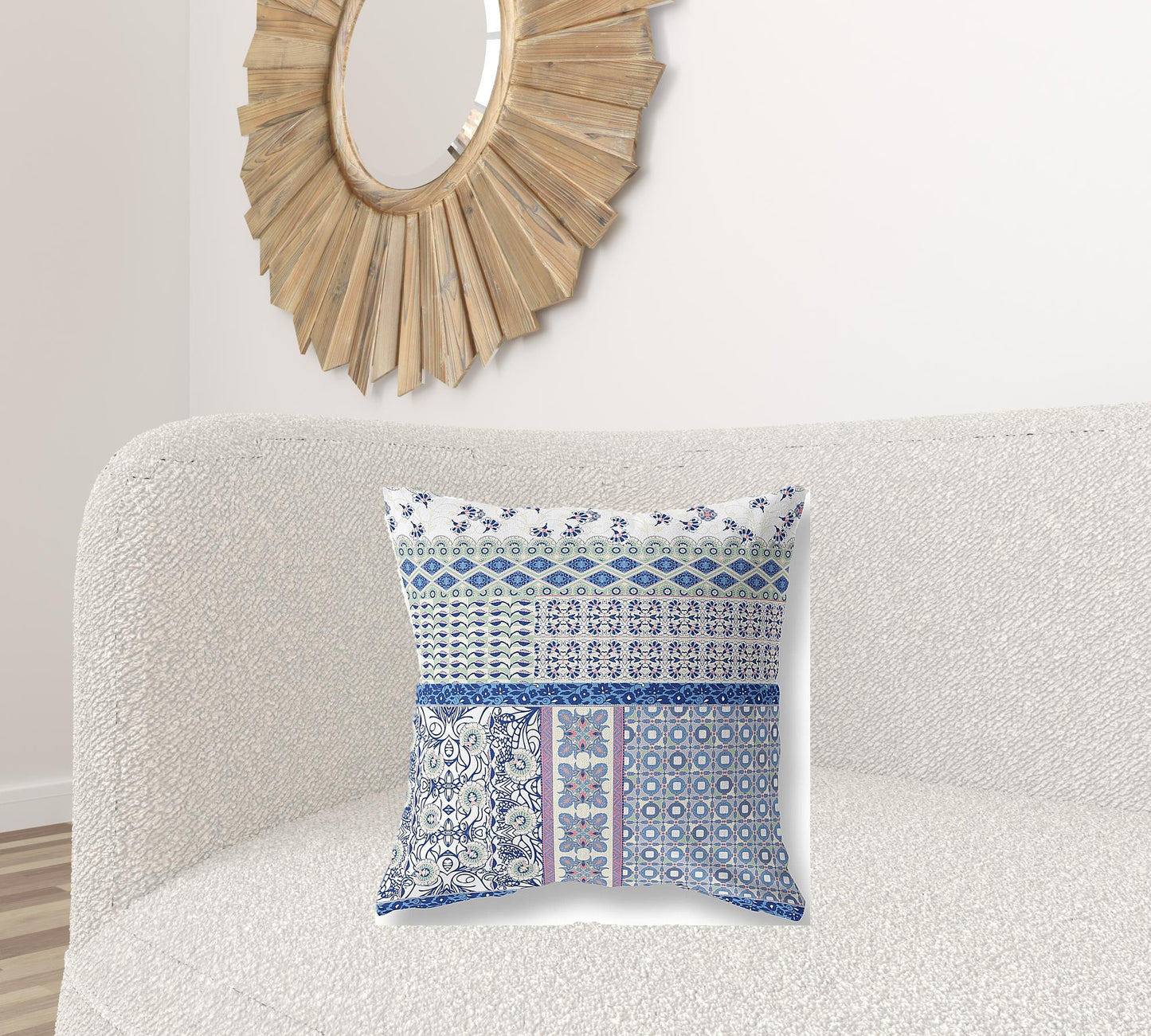 Pink & White Microsuede Patchwork Pillow