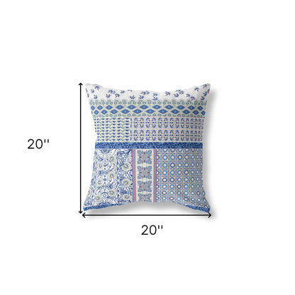 Pink & White Microsuede Patchwork Pillow