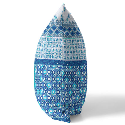 Blue & White Microsuede Patchwork Pillow