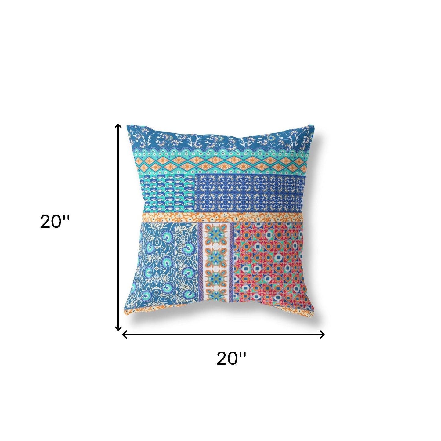 Blue & Orange Microsuede Patchwork Pillow