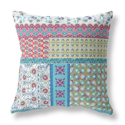 White Yellow Patch Blown & Closed Suede Pillow
