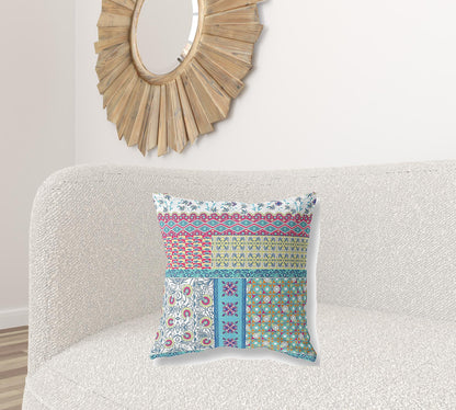 White Yellow Patch Blown & Closed Suede Pillow