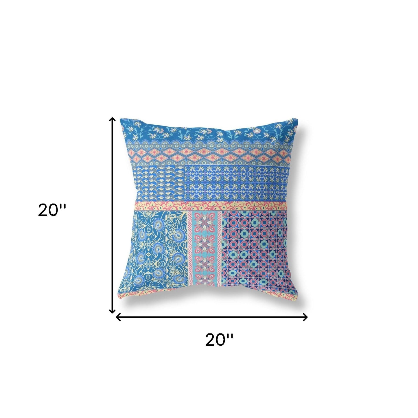 Blue & Yellow Microsuede Patchwork Pillow