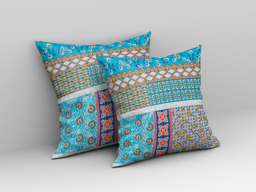 Turquoise Microsuede Patchwork Pillow