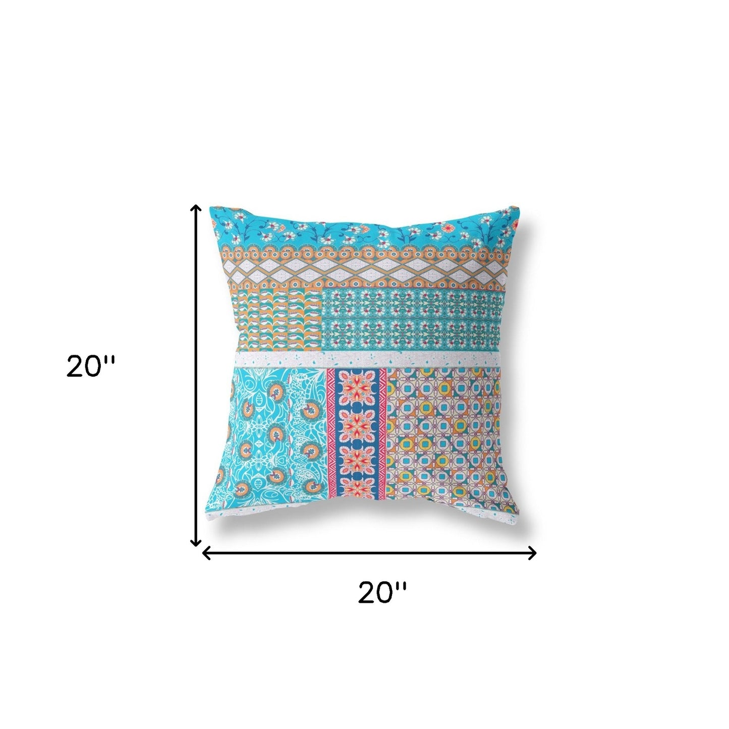 Turquoise Microsuede Patchwork Pillow