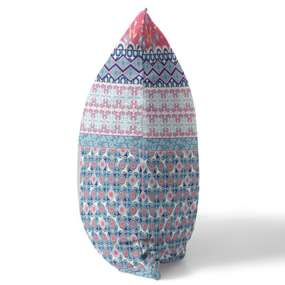 Blue & Pink Microsuede Patchwork Pillow