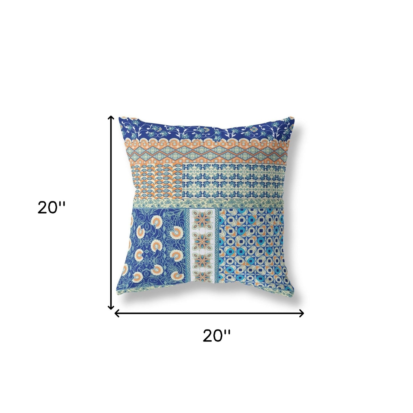 Blue & Orange Microsuede Patchwork Pillow